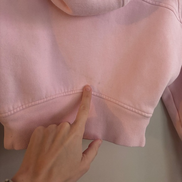 Lululemon Cropped Full Zip Scuba Hoodie Strawberry Milkshake Sz 0 Gold Hardware - Picture 6 of 6
